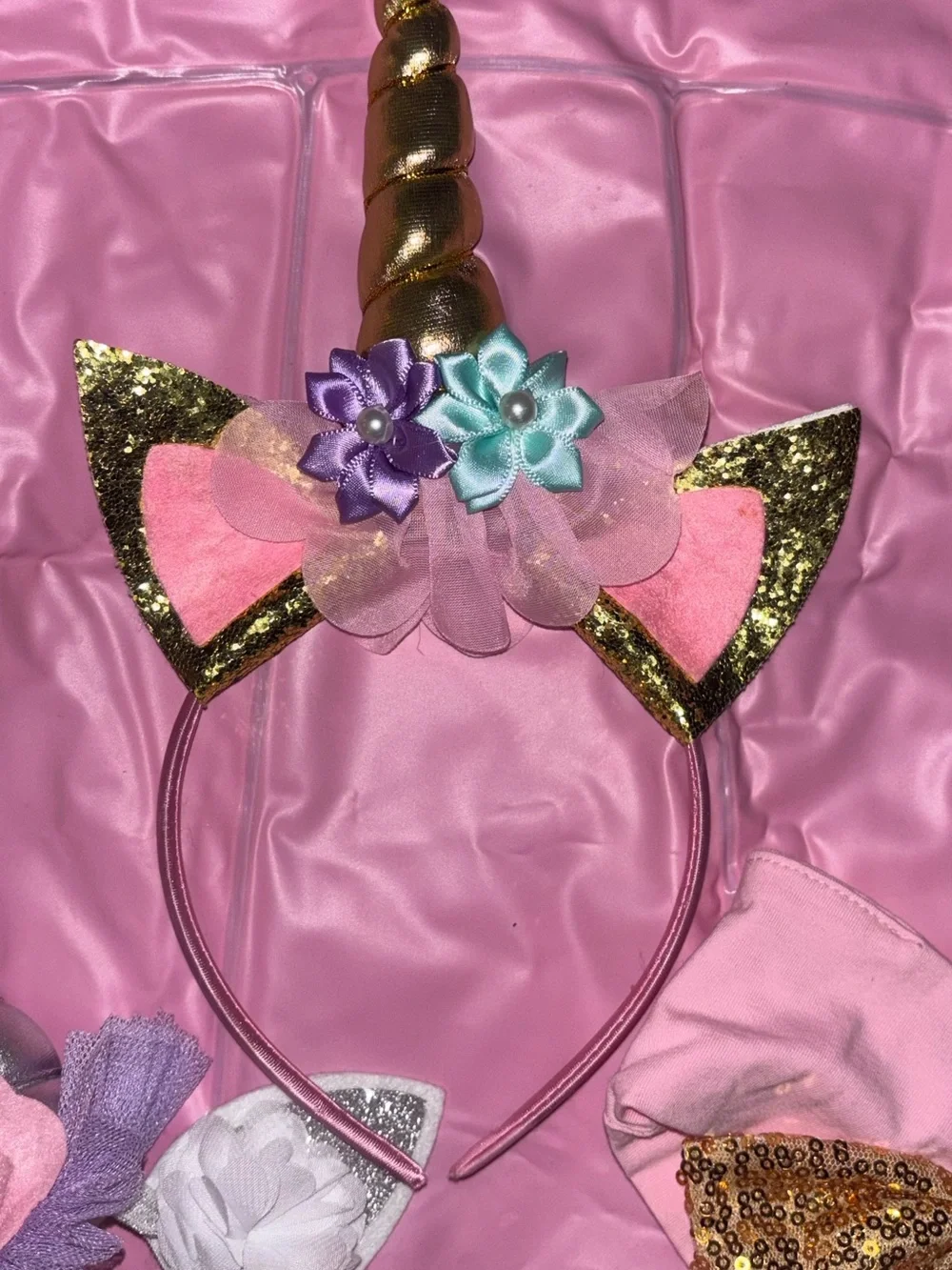 Unbranded Pink & Gold Unicorn Headband for Kids Halloween dress up play toddler